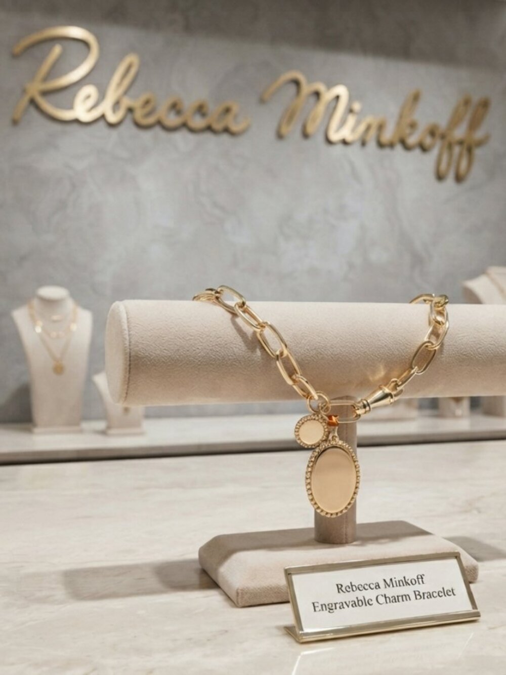 Rebecca Minkoff gold Medallion Link brass Bracelet